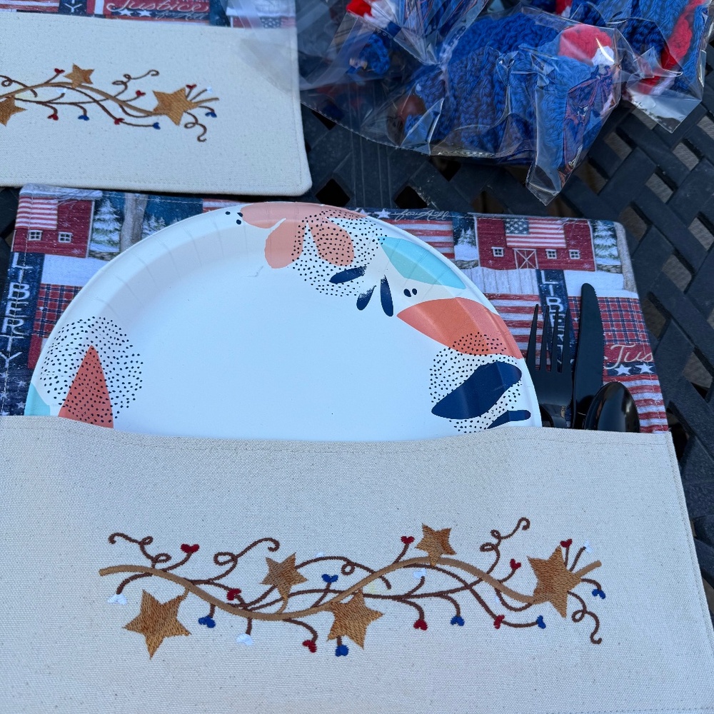Patio table placemat set. Americana themed
